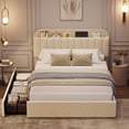 thumbnail image 4 of Eastvita Full Beige Bed Frame with Storage Headboard Boucle Upholstered Platform Bed with 2 Drawers Bookcase No Box Spring Needed Easy Assembly, 4 of 6