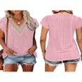thumbnail image 4 of Tops Amples avec Col V à Manches Courtes pour T-Shirts d'Été pour Femmes, 4 of 5