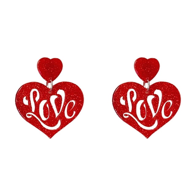 Eoozwa Boucles d'Oreilles Cœur de la Saint-Valentin Rouges en Plastique Légères pour Souper Romantique Rendez-Vous Bijou Mode Cadeau