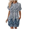 thumbnail image 1 of TJAZFJPA Robes Vintage Femmes Robe T-Shirt Douce Manches Courtes Tunique d'Été Décontractée Robe Imprimée Ample avec Poches Robe Formelle Femmes Robe de Tennis, 1 of 7