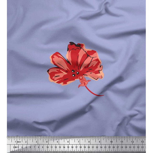 Soimoi Poly Georgette Fabric Artistic Flower Print Fabric by the Yard 52 Inch Wide