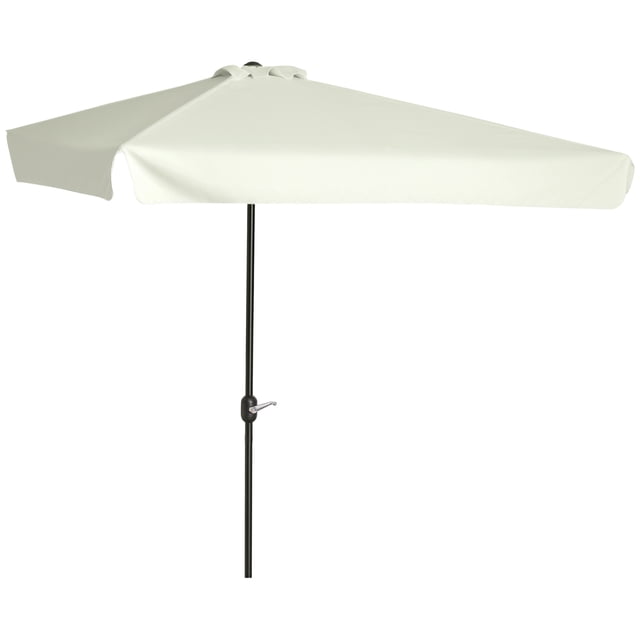 Outsunny Parasol Demi-Ombrelle de Patio 7,5 Pi, Pare-Soleil de Couleur Crème, avec Cadre Métallique durable et Auvent en polyester. Conçu pour Affleurer un Mur, Comprend une Manivelle pour une Installation Facile et une Évent Supérieur pour la Résistance au vent. Idéal pour Balcons, patios Ou Petits Espaces Extérieurs.