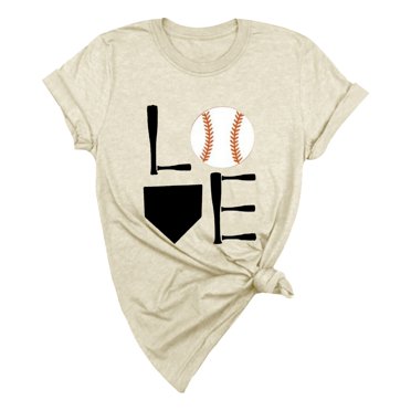 WTXUE T-Shirts Short Sleeve, Crew Neck Graphic Tees Women's Loose T Shirt Top Shirts for Women Letter Print | Casual for Women Beige M