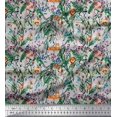 thumbnail image 1 of Soimoi Poly Georgette Fabric Leaves & Cartoon Animals Jungle Decor Fabric Printed Yard 52 Inch Wide, 1 of 3
