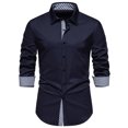 thumbnail image 1 of Birdeem Chemises pour Hommes Nouvelle Chemise à Rayures Color Block Décontractée Taille Européenne Manches Longues Chemise à Col Rabattu, 1 of 10