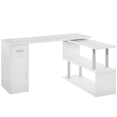 thumbnail image 1 of HOMCOM L-Shaped Rotating Computer Desk Home Office Study Workstation with Storage Shelves, Cabinet and Drawer for Home & Office, White, 1 of 10