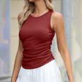 thumbnail image 2 of Timegard Womens Going out Tank Tops Ribbed Crew Neck Side Ruched Comfy Casual Sleeveless Tops Basic Tee, 2 of 7