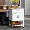 thumbnail image 3 of Gymax Chariot Îlot de Cuisine Roulant avec Tiroir Armoire de Rangement à 2 Portes Plateau Inférieur Blanc, 3 of 8
