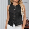 thumbnail image 4 of LOVZFMLL Jackets for Women's Solid Color Outwear Sleeveless Hoodless Button Denim Fashionable Jacket, 4 of 7