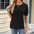 thumbnail image 4 of FAIWAD Tuniques d'Été pour Femmes Manches Courtes Col Rond Boutons T-Shirts Blouses Unies, 4 of 9