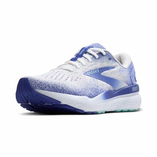 Brooks Women’s Ghost 16 Neutral Running Shoe - White/Amparo Blue/Limpet Shell - 6 Medium