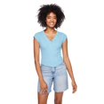 thumbnail image 1 of No Boundaries Women's Rib Henley Tee, 1 of 6