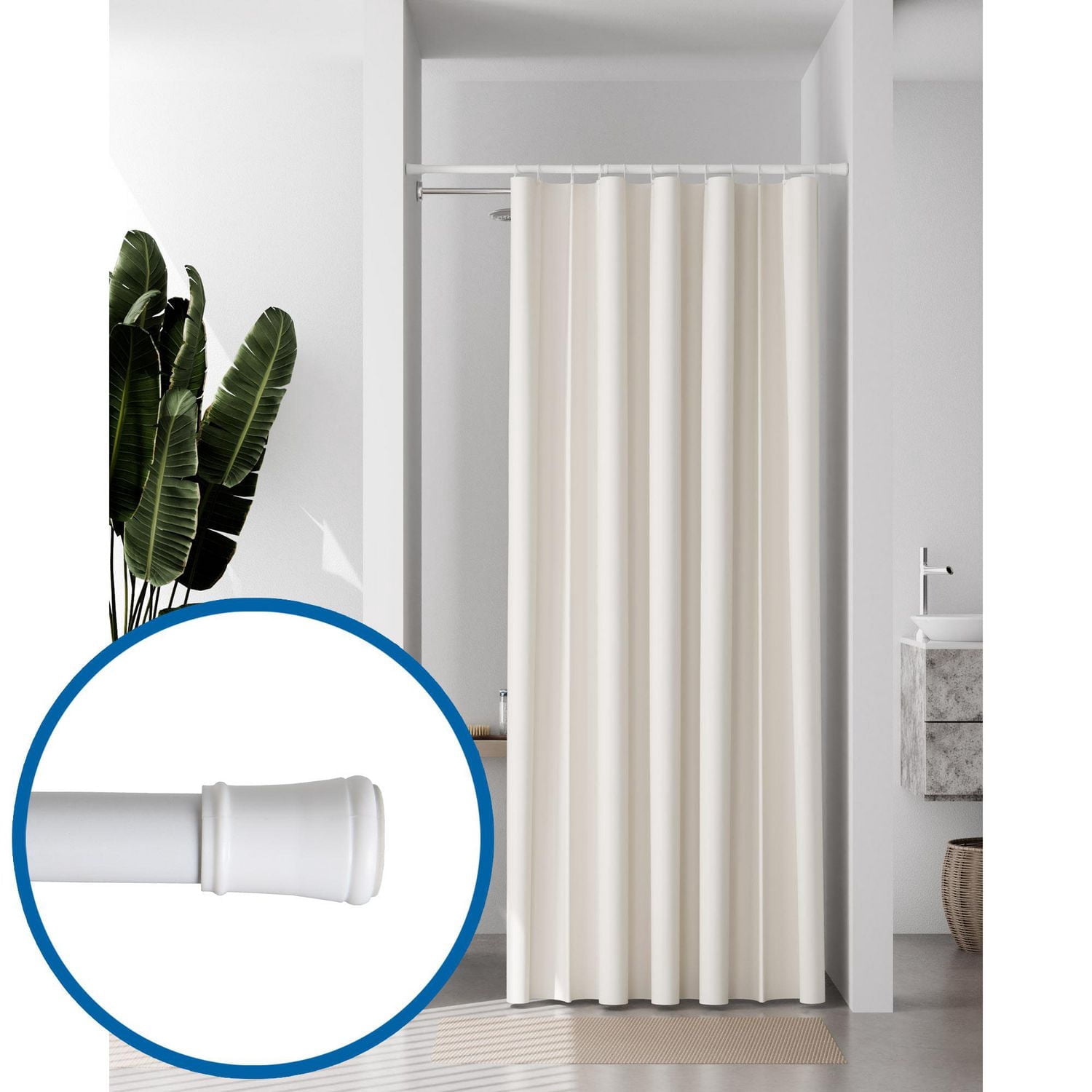 Tringle de rideau de douche à tension ajustable Mainstays Easy Up, sans outils nécessaires