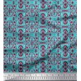 thumbnail image 1 of Soimoi Polyester Crepe Fabric Damask Ethnic Decor Fabric Printed Yard 42 Inch Wide, 1 of 3