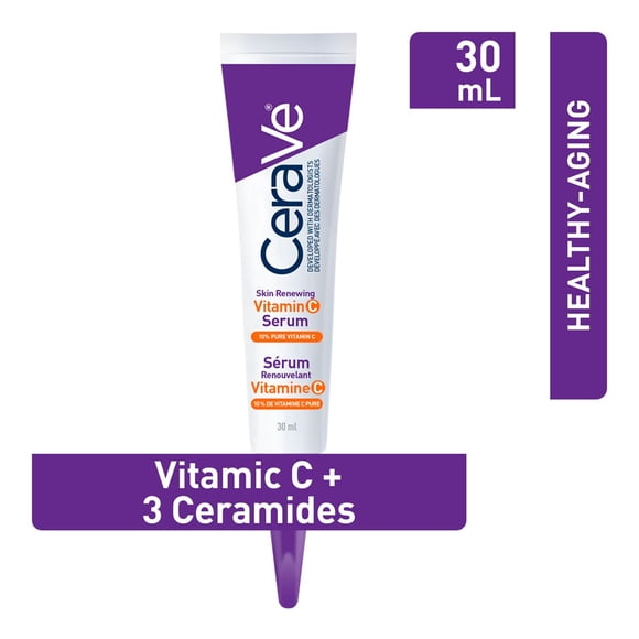 CeraVe Sérum à la Vitamine C, Sérum Visage avec 10 % de Vitamine C Pure et Acide Hyaluronique pour Éclaircir, 30 ml