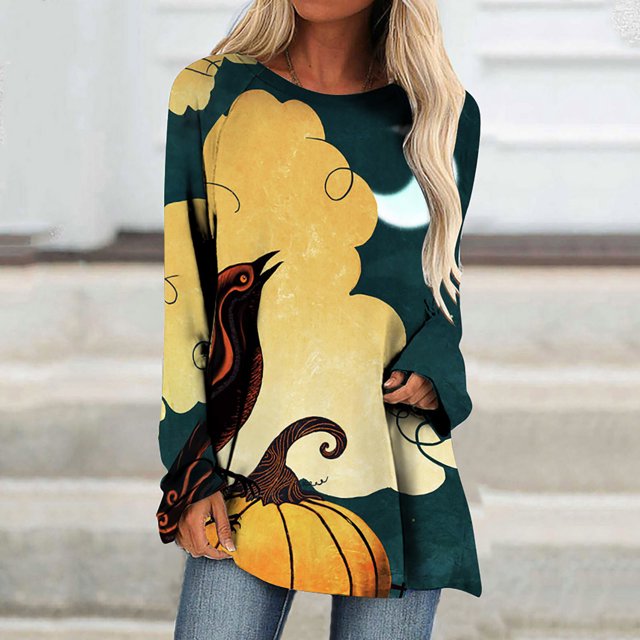 Costumes d'Halloween pour Femmes 2023 en Liquidation T-Shirt à Col Rond Oversize pour Femmes T T-Shirts à Imprimé d'Halloween T-Shirt à Manches Courtes Blouse Hauts