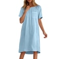thumbnail image 2 of Ovzne Robes d'Été pour Femmes Robe Décontractée à Manches Courtes avec Poches Long Cardigan Chemise Multicolore Robe de Printemps Manches Courtes Liquidation, 2 of 6