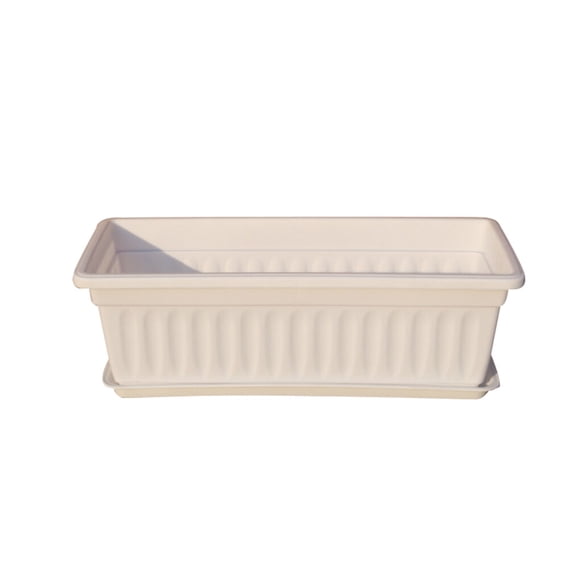 kurtrusly 3pcs Resin Rectangular Planting Pot Drainage Hole Vegetable Flower Planter Home Garden Plant Tray White 50x21x14cm