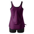 thumbnail image 5 of RKSTN Tankini Swimsuits for Women Summer Fashion Solid ColorConservative Two Piece Set Bathing Suits with Boyshorts Loose Plus Size Round Neck Sleeveless Pleated Swimsuits, 5 of 5
