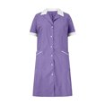 thumbnail image 4 of Tidyack,Marked Down,Nurse Lapel Dress, Solid Color Work Dress, Pockets + Button Splicing, Midi Length, For Healthcare Staff, Professional Work Attire, Cotton Blend, Clean Cut, Daily Uniform, 4 of 6