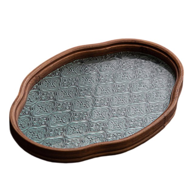 GROWTH TANK Begonia Flower Glass Tray Snack Countertop Bread Fruit Desk Tray Decorative Tray Clear Small
