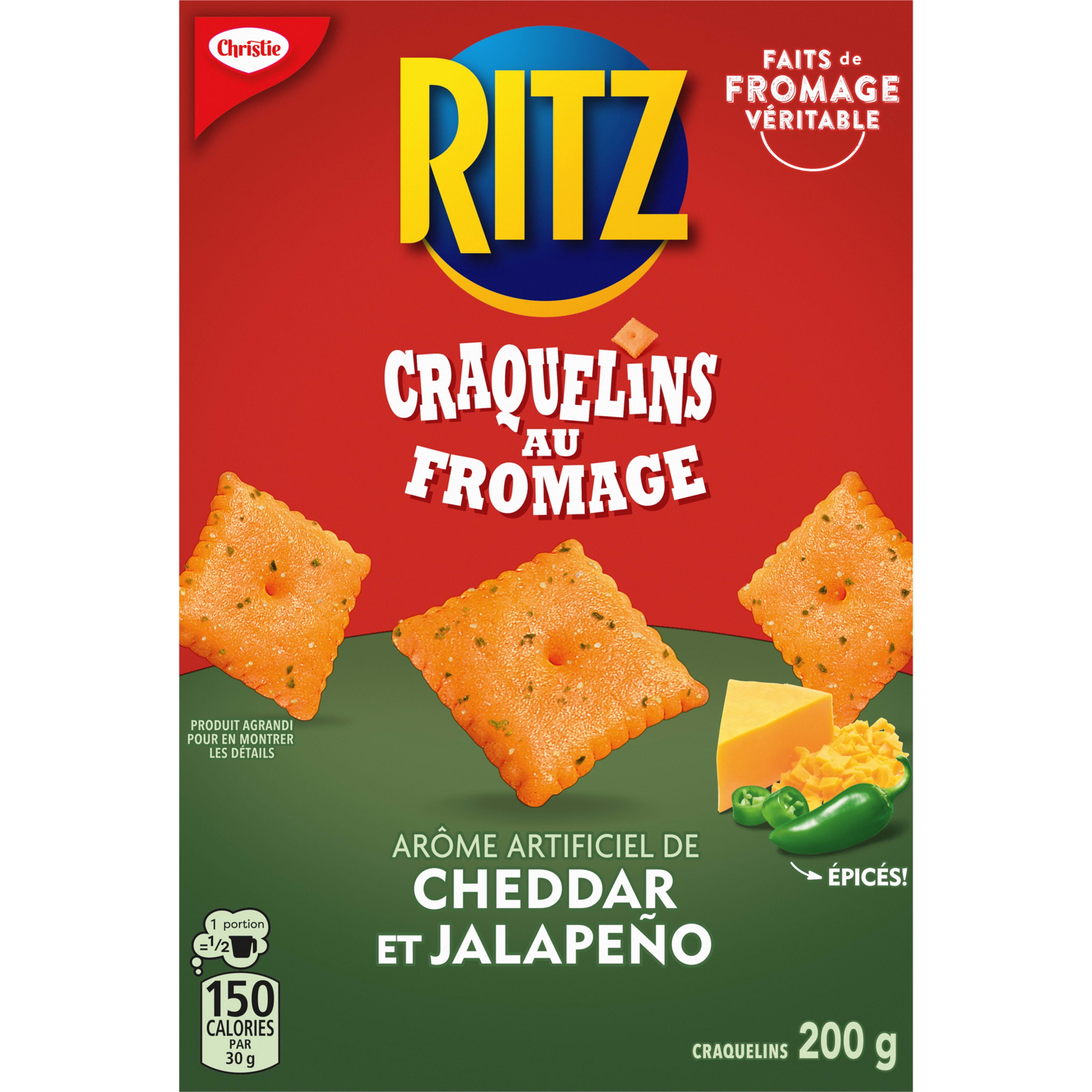 Ritz, Craquelins au fromage au cheddar et au jalapeno, craquelins pour collation