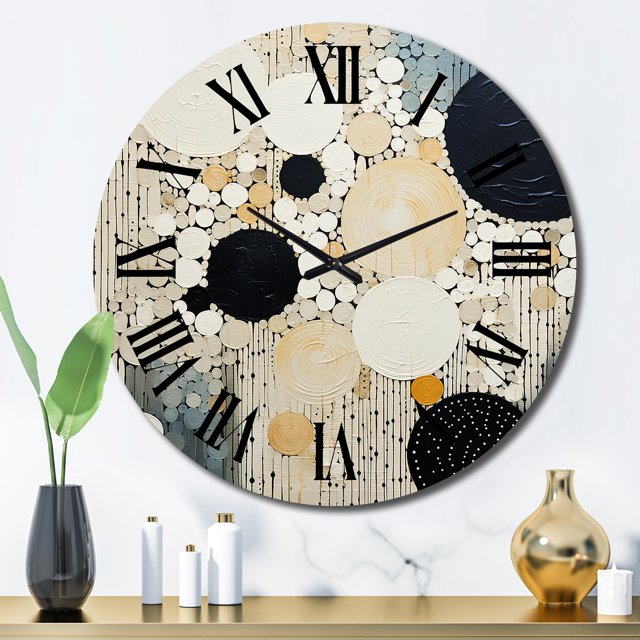Designart "Medley in Monochrome III" Abstract Collages Oversized Wall Clock