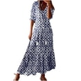 thumbnail image 2 of FcBaudy Robes d'Été pour Femmes, Robes pour Femmes, Jupe pour Femmes Robe Décontractée à la Mode pour Femmes Printemps/été à Col en V à Manches Courtes Imprimée Jupe pour Dames, 2 of 8