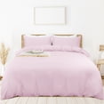 thumbnail image 1 of PiccoCasa 3 Pieces Microfiber Soft Breathable Duvet Cover Set Light Pink Queen, 1 of 7