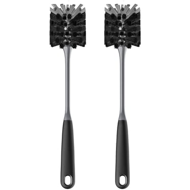 MR. SIGA Long Handle Bottle Brush, Flexible Scrub Brush for Water Bottles, Glasswares, Mugs, Black, 2 Pack