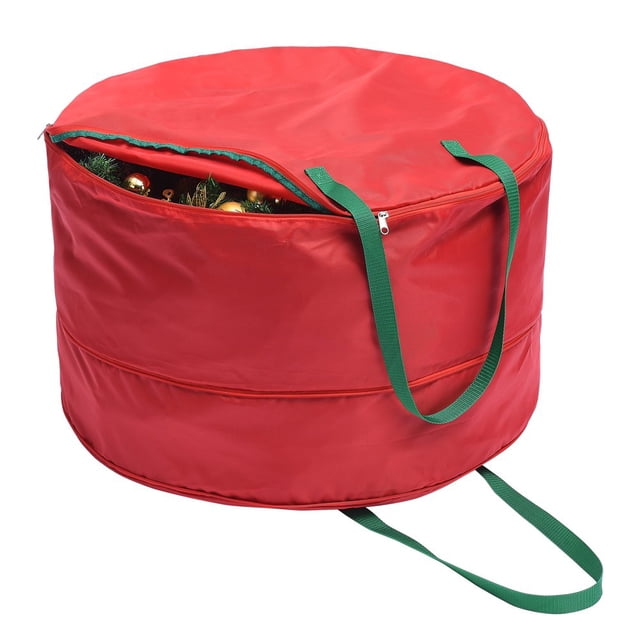 Wreath Storage Container Christmas Hanging Wreath Storage Bag Festive Wreath Storage Box with Dual Zippers and Handles for