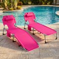 thumbnail image 4 of Costway Lot de 2 Chaises Longues de Plage d'Extérieur Pliantes avec Coussin Rose, 4 of 9