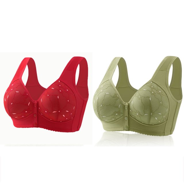 Yuyuzo Front Closure Bras for Women Plus Size 2 Pack Full Support Wireless Comfortable Everyday Bra