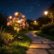 Vacemry Solar Powered Garden Lights, Realistic Artificial Azalea Flower Stake Lights in Metal, Waterproof Outdoor Solar Ground Lights for Yard Lawn Patio Pathway Walkway Garden Decor