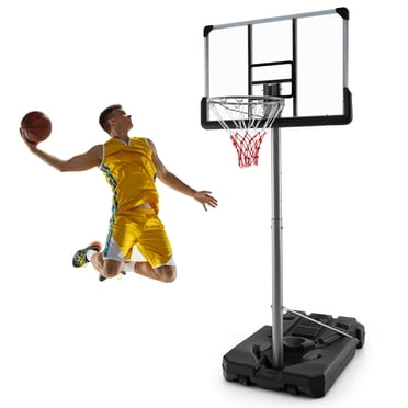Costway Système de Panier de Basketball pour le Bord de la Piscine à Hauteur Réglable 64 Pouces-79 Pouces avec Panneau Arrière 44 Pouces