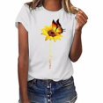 thumbnail image 1 of Blouse Été Manches Courtes T-shirt Femmes Tournesol Imprimé Rond Femmes Tournesol Blouse Femmes Col Haut, Blanc, L, 1 of 5