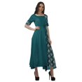 thumbnail image 3 of Moomaya Robe Midi en Viscose à Manches Courtes Imprimée Style Santoon à Taille à Cordon pour Femmes, 3 of 4