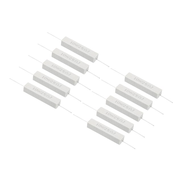 Unique Bargains 10Pcs 25 Ohm Resistors, 10W Ceramic Cement Resistor Power Cement Resistor Kit Tolerance 5% for Power Adapters Audio