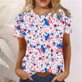 thumbnail image 1 of Hauts d'Été Grande Taille pour Femmes Décontractés T-Shirts d'Été Décontractés pour Femmes à Col Rond à Manches Courtes T-Shirts à Imprimé Drapeau Coupe Ajustée Hauts Basiques Tees Blouses T-Shirt à Col en V pour Femmes en Liquidation, 1 of 6
