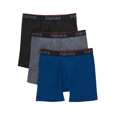 Caleçons boxeurs sans étiquette Hanes pour hommes Comfort Flex Fit - Pochette de soutien total - Paquet de 3