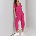 thumbnail image 4 of Yuyuzo Jumpsuits for Women Short Sleeve V Neck Rompers Wide Leg Cropped Pants Overalls with Pockets, 4 of 7