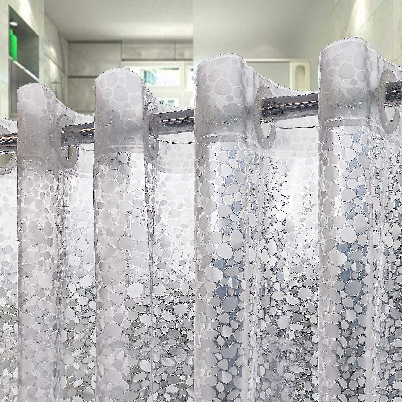 No Hooks Needed Waterproof Shower Curtain Liner PEVA 71" x 74" Hookless for Bathroom Goose Soft Stone Shower Curtains