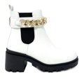thumbnail image 1 of Women's Lug Sole Mid Chunky Block Heel Fashion Elastic Panel Ankle Bootie, 1 of 3