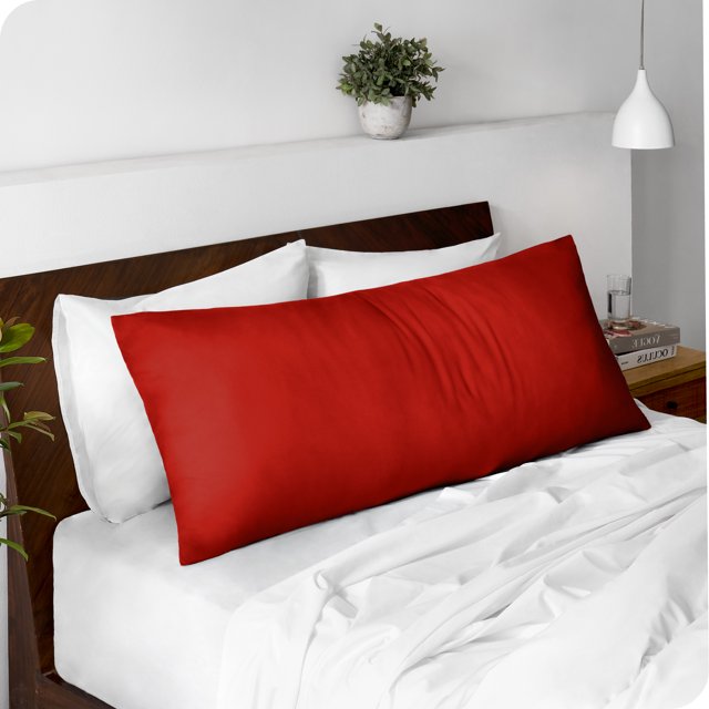 Bare Home Body Pillowcase - Zipper Closure - Ultra Soft - Double Brushed - Red