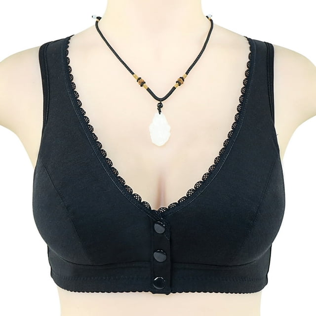 CHOK Front Closure Bras for Women Plus Size Wireless Padded Plus Size Wire Free Bras Beige 4XL