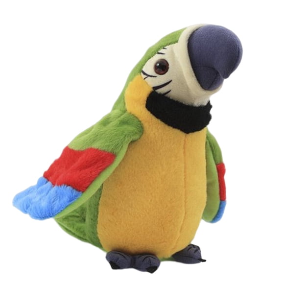 Xingzhi Talking Parrot Coated Surface Exquisite Plush Toy Long-lasting Flexible Bird Toys with Battery Power Supply for Baby Good Gifts Green