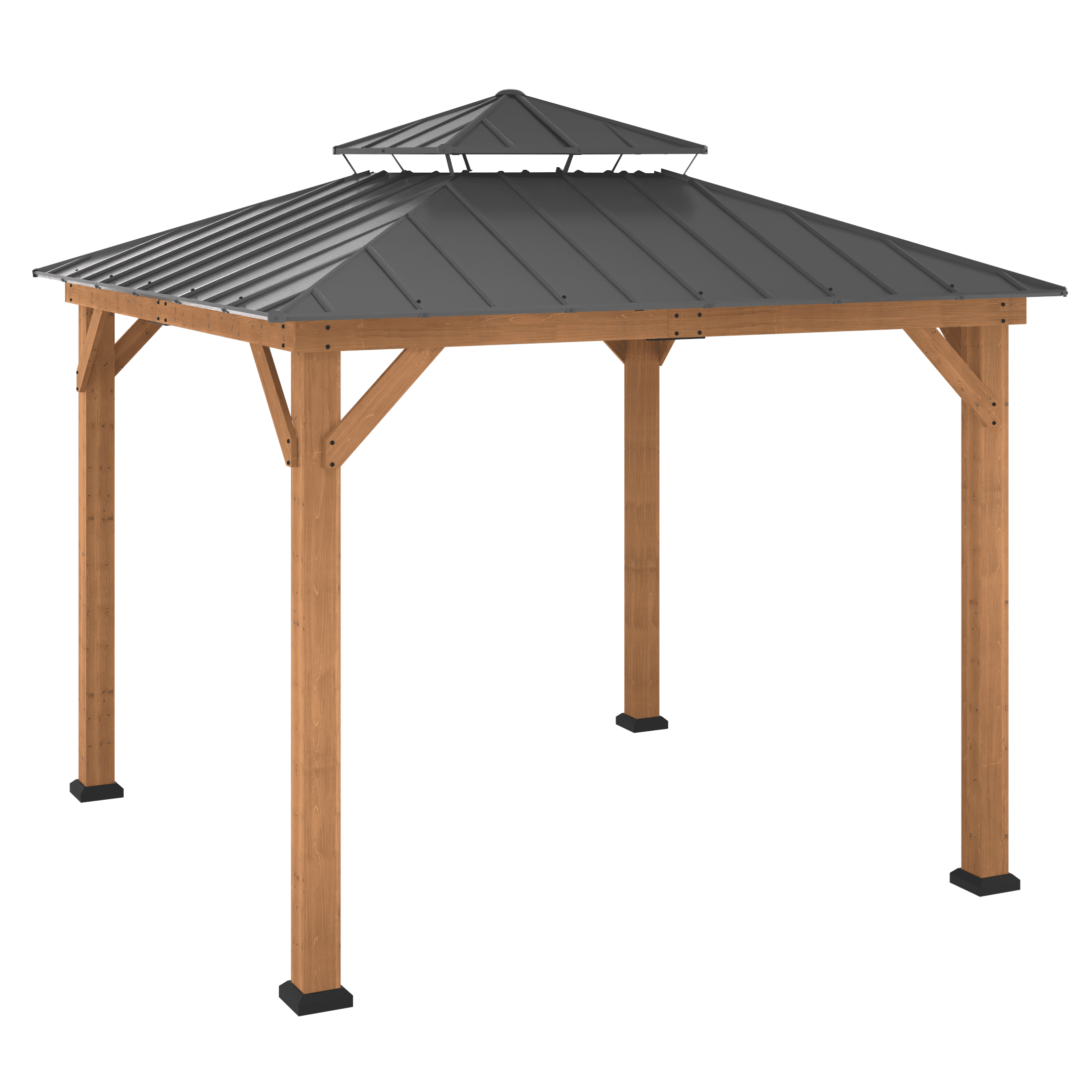 Abri de jardin carré en cèdre à toit rigide HOMETRENDS, 3,3 m x 3,3 m, noir