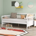 thumbnail image 4 of Costway Full Size Daybed Frame Solid Wood Sofa Bed for Living Room Bedroom White, 4 of 10