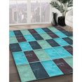 thumbnail image 3 of Ahgly Company Tapis Rond Lavable en Machine Intérieur Transitionnel Turquoise Vert, 6 Pieds Rond, 3 of 7