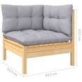 thumbnail image 4 of vidaXL 9 Piece Garden Lounge Set with Grey Cushions Solid Pinewood, 4 of 5